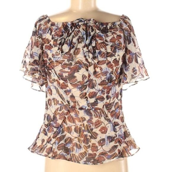 Derek Lam | Abstract Floral Print Silk Blouse - Picture 8 of 9